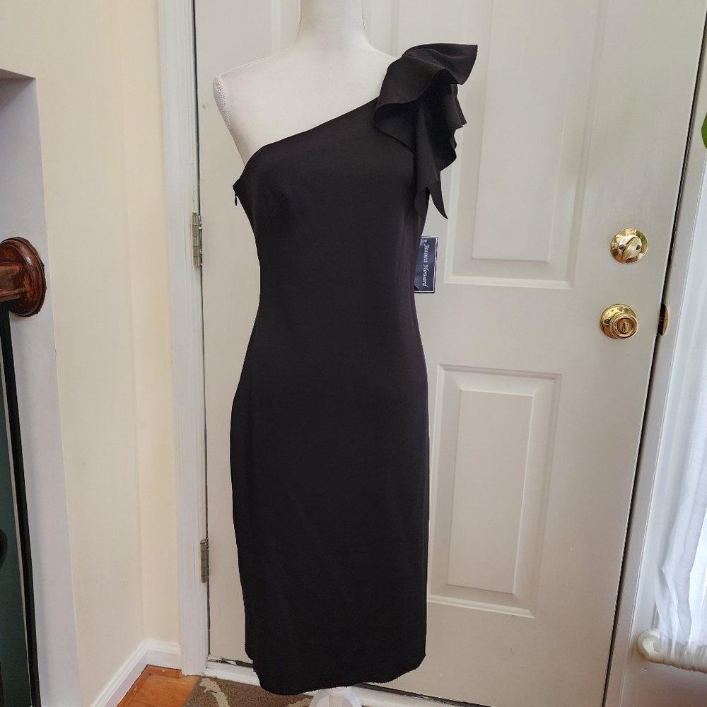 NWT Jessica Howard One Shoulder Ruffle Dress Size 10